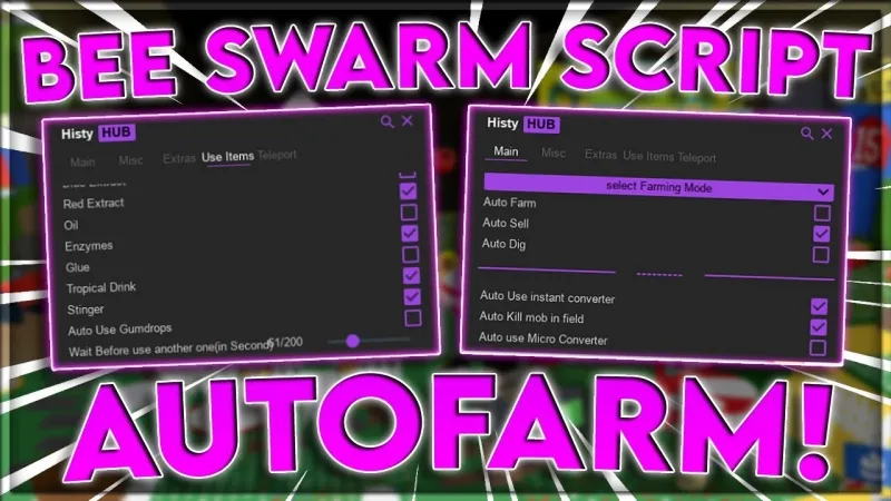 Tính năng Script Hack Bee Swarm Simulator
